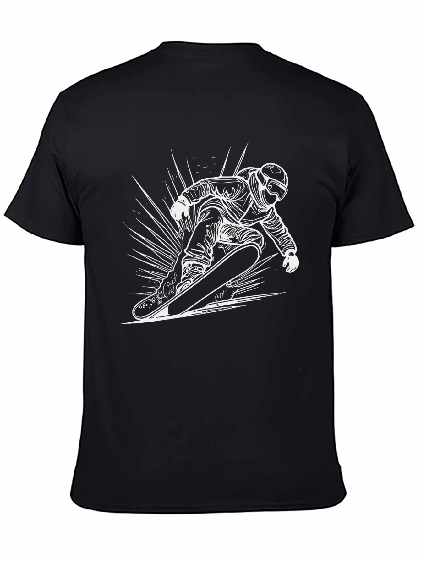 Cool Snowboarder Graphic Tee - Black Cotton Blend