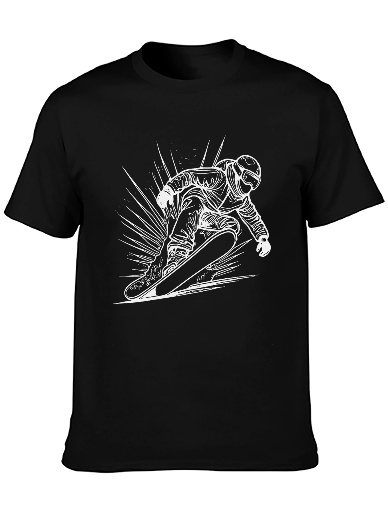 Cool Snowboarder Graphic Tee - Black Cotton Blend