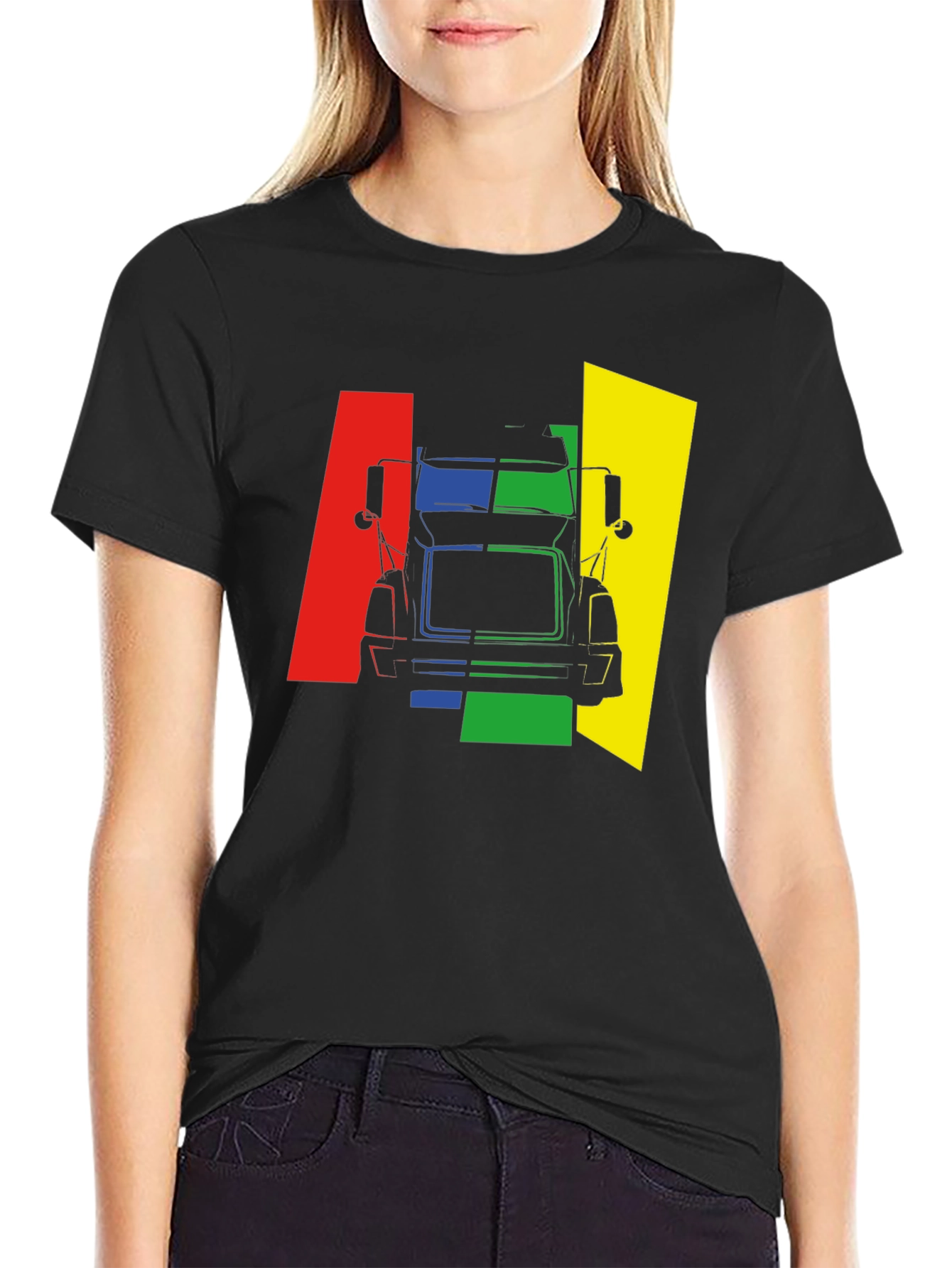 Truck Graphic Tee - Bold Color Block Design