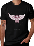 Mens Black T-Shirt with Artistic Owl Design