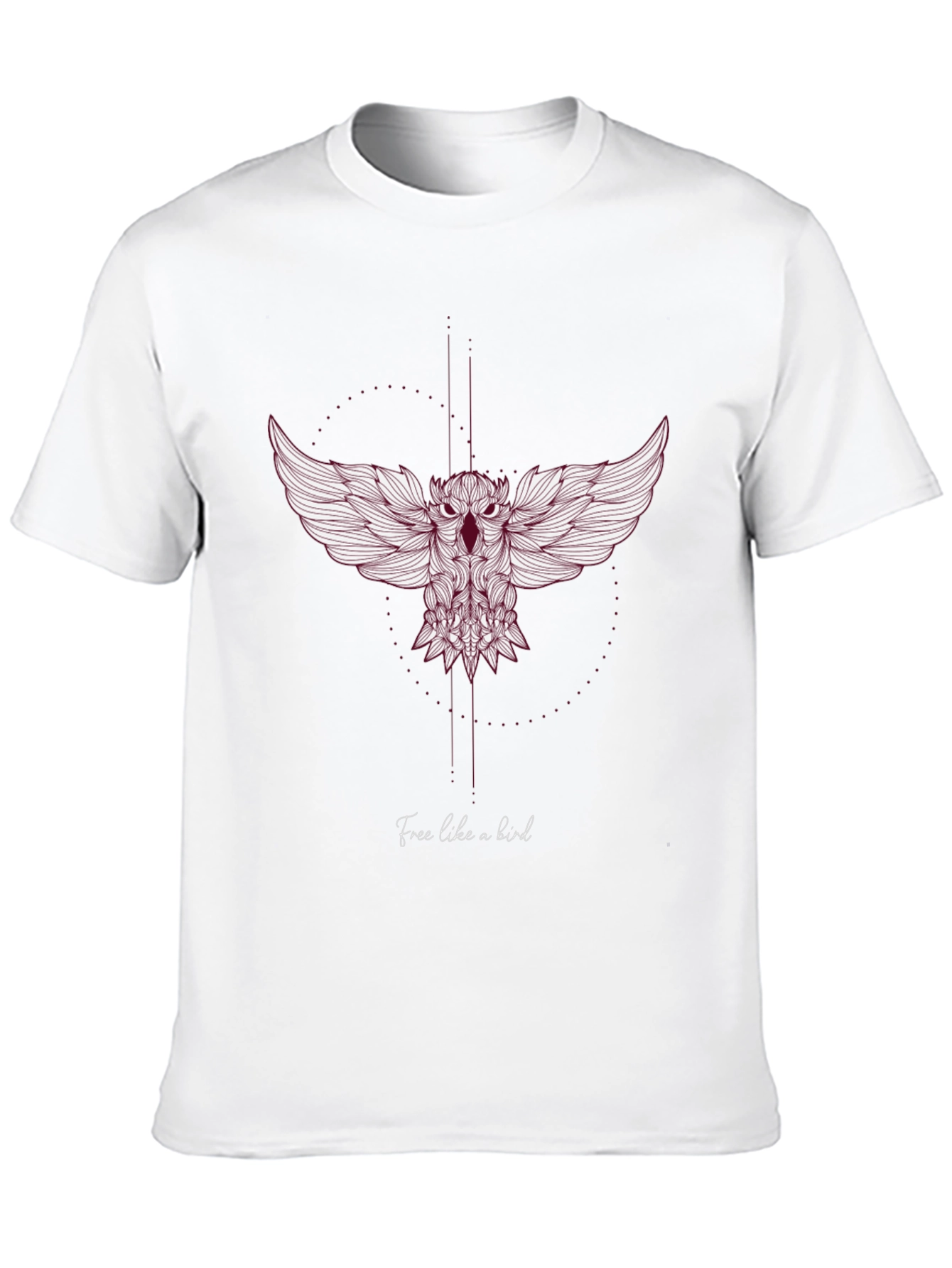 Mens Black T-Shirt with Artistic Owl Design