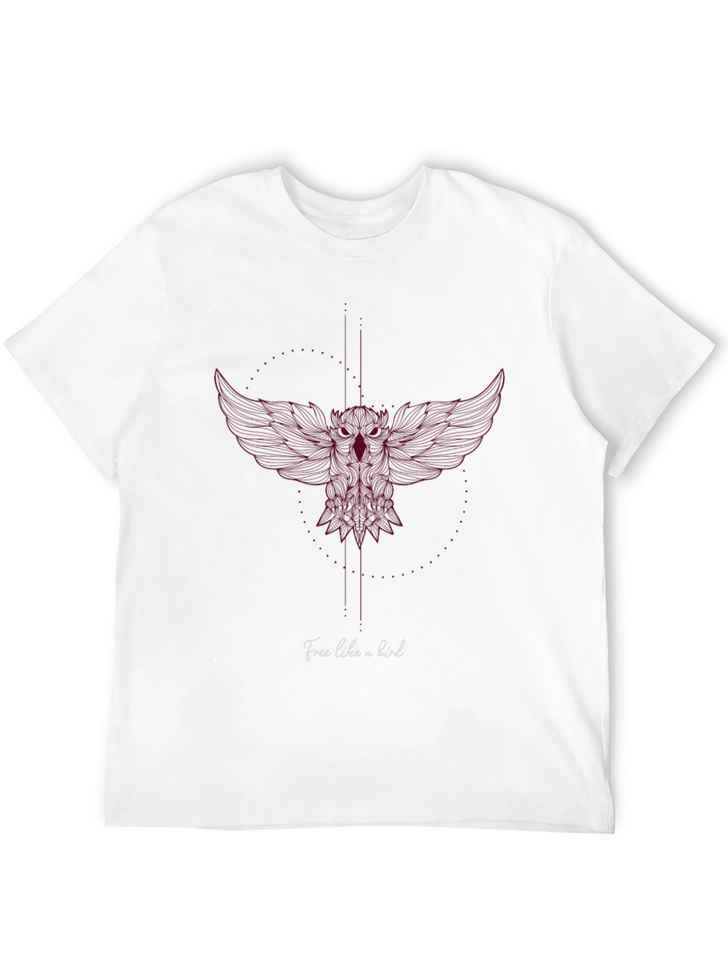 Mens Black T-Shirt with Artistic Owl Design