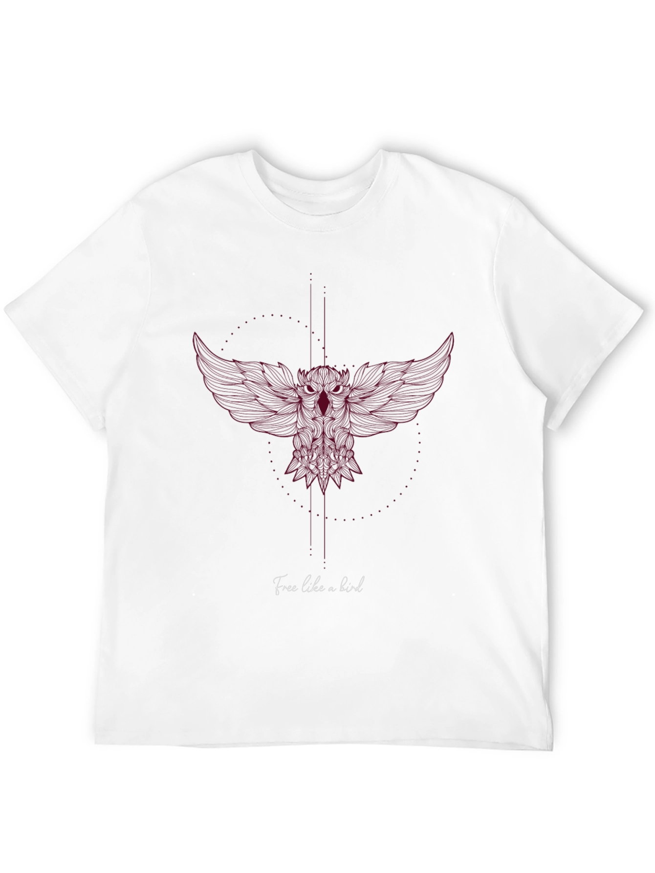 Mens Black T-Shirt with Artistic Owl Design