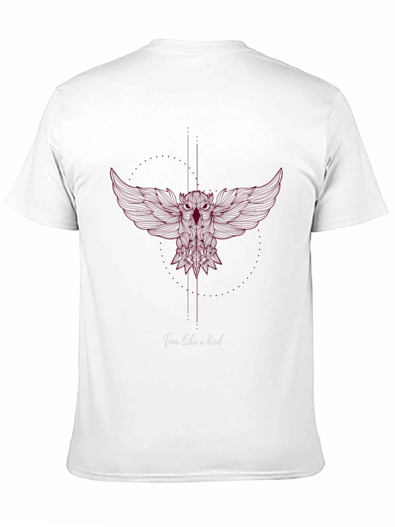 Mens Black T-Shirt with Artistic Owl Design
