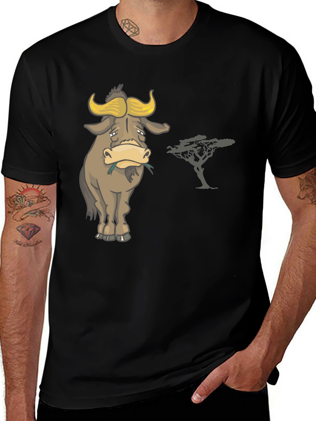 Sad Wildebeest T-Shirt - Mens Black Graphic Tee