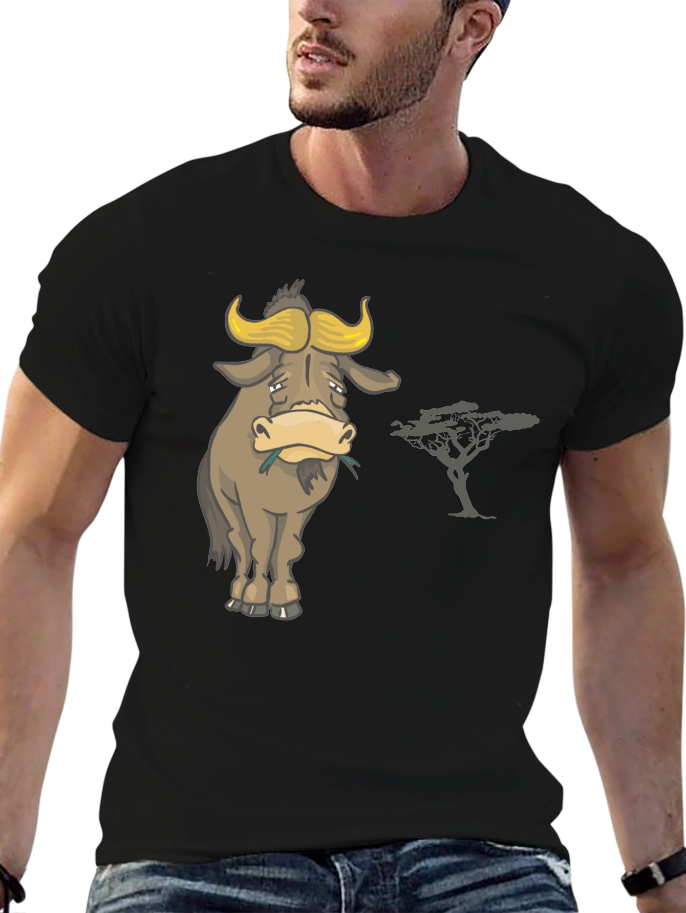 Sad Wildebeest T-Shirt - Mens Black Graphic Tee