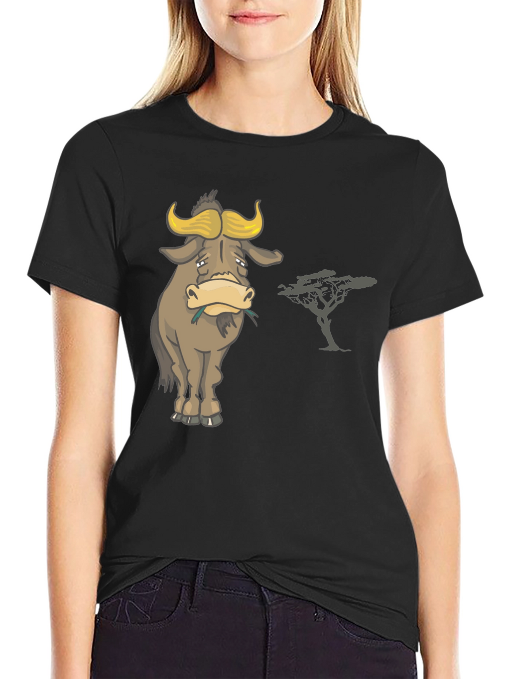 Sad Wildebeest T-Shirt - Mens Black Graphic Tee