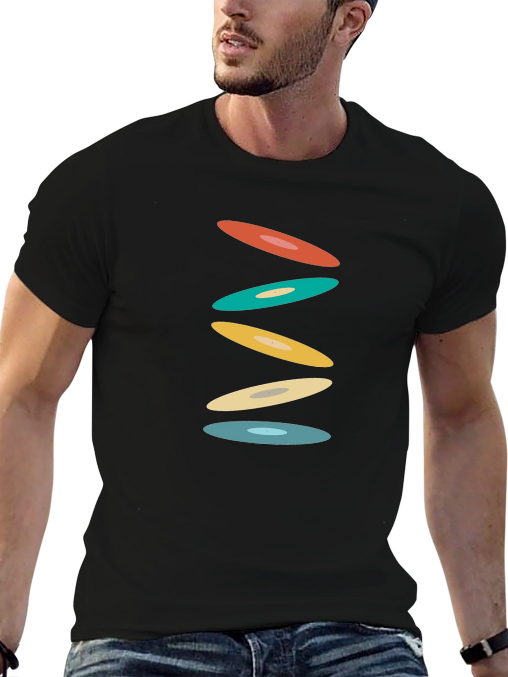 Retro Circles Black T-Shirt - Graphic Tee