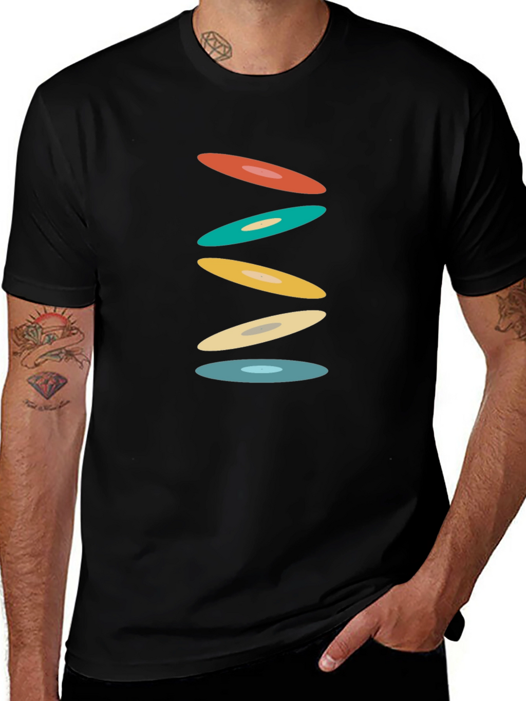 Retro Circles Black T-Shirt - Graphic Tee