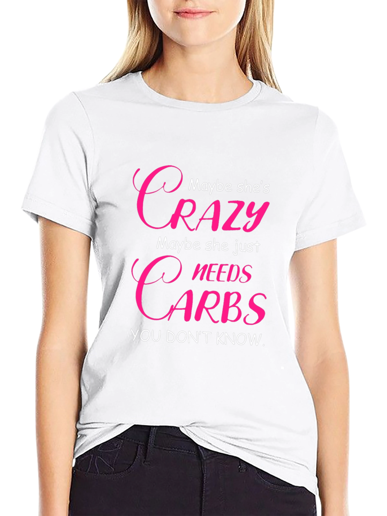 Crazy Needs Carbs T-Shirt - Funny Graphic Tee