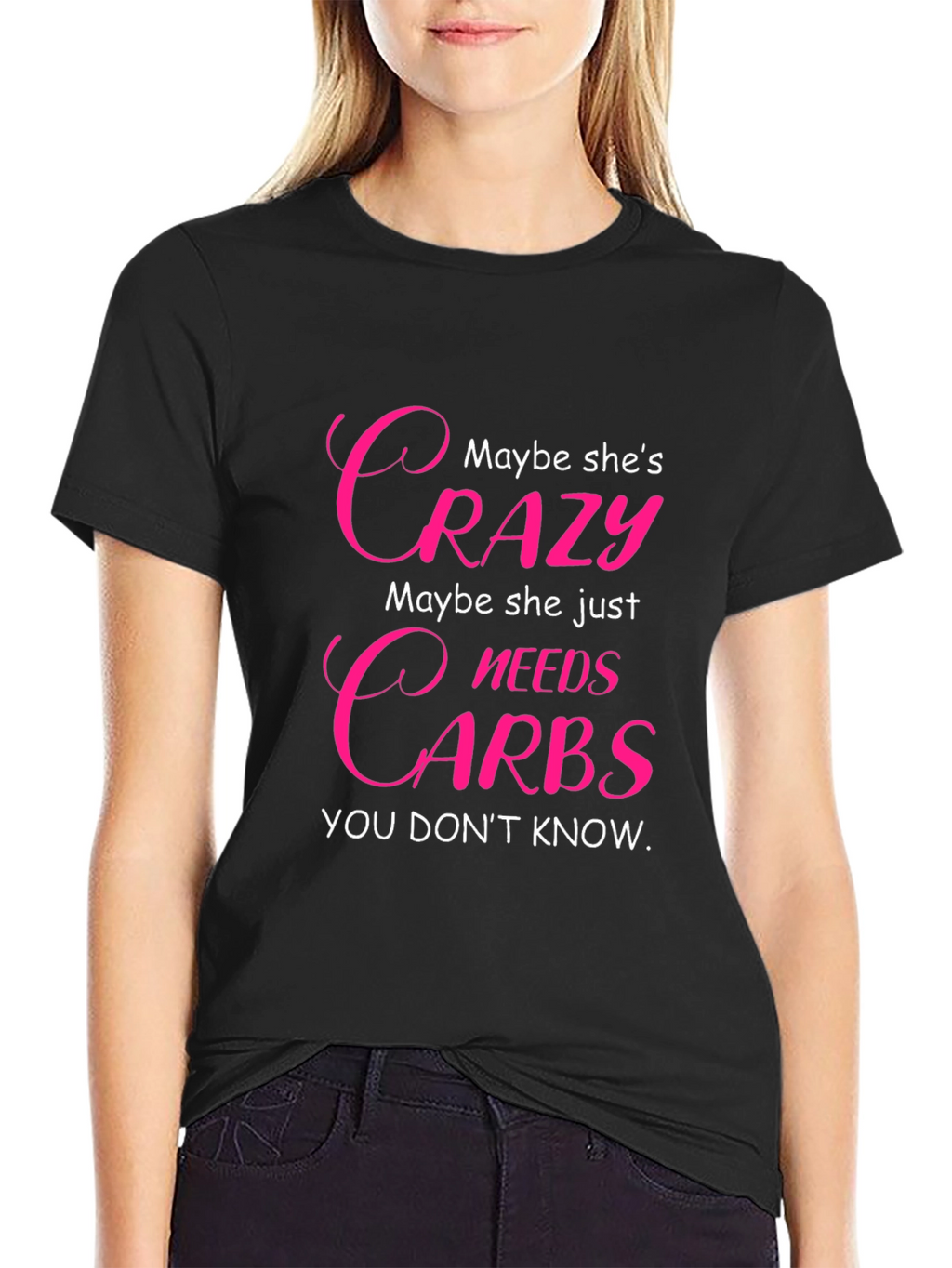 Crazy Needs Carbs T-Shirt - Funny Graphic Tee