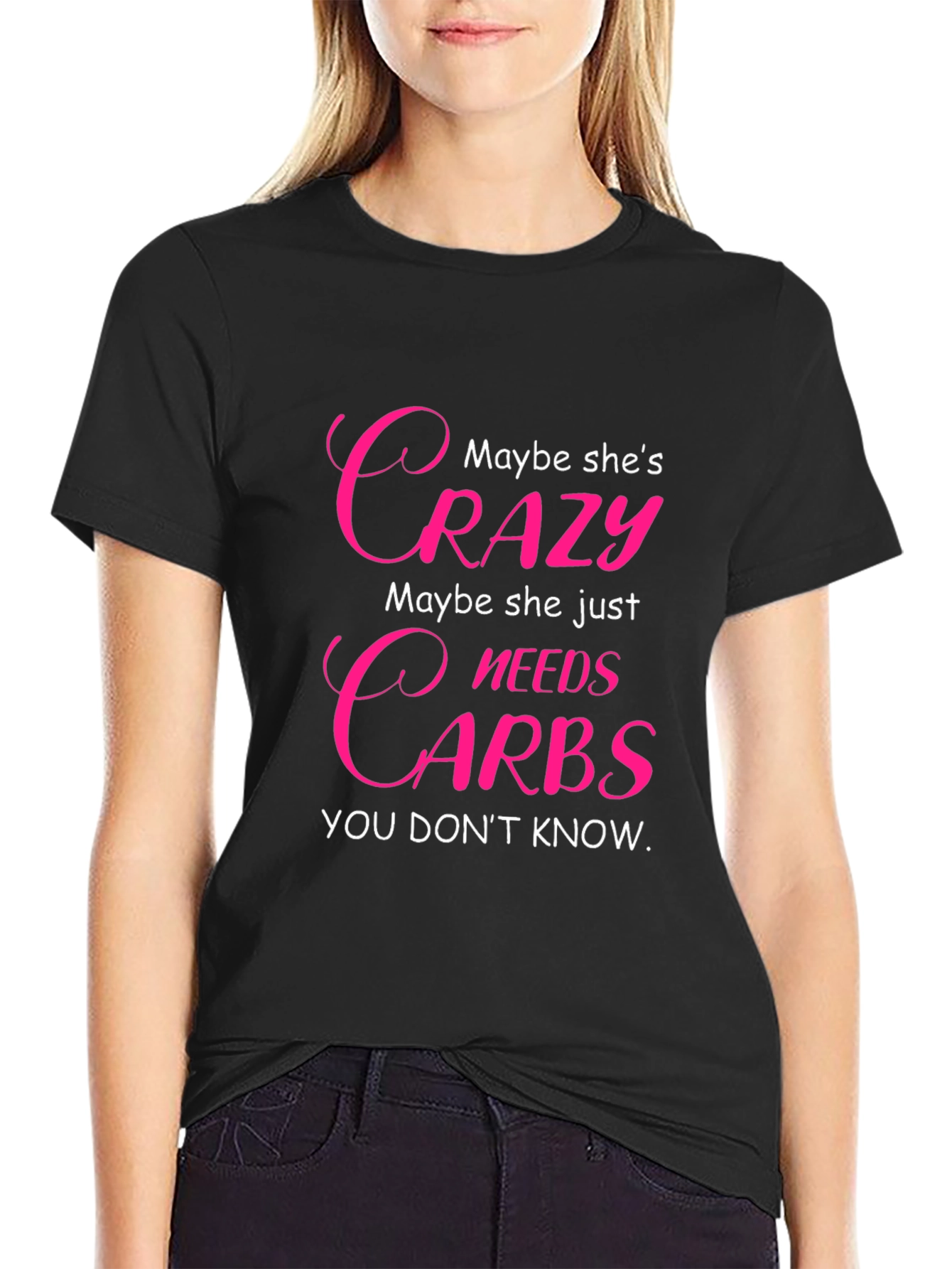Crazy Needs Carbs T-Shirt - Funny Graphic Tee