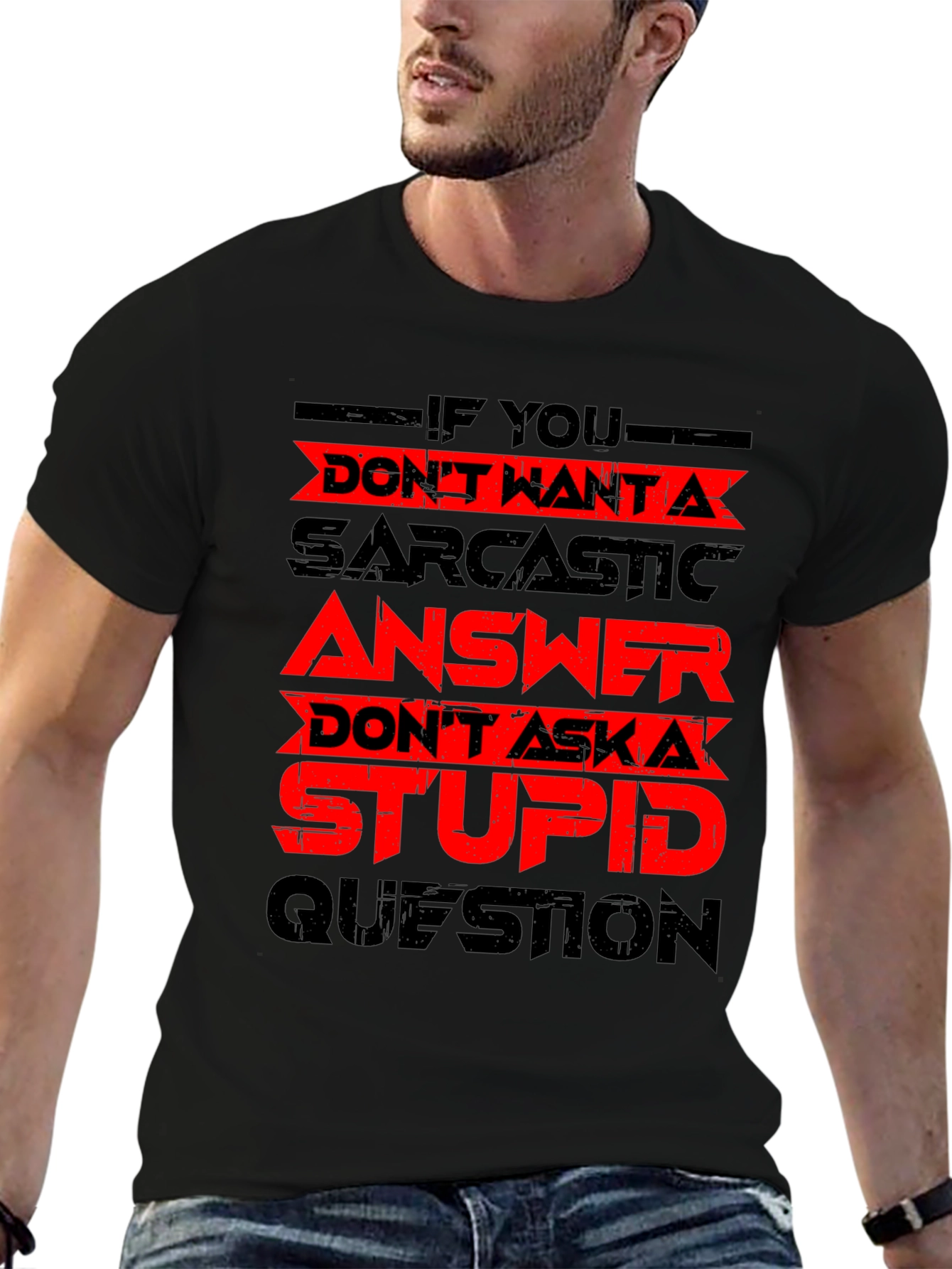 Sarcastic Answer Black T-Shirt