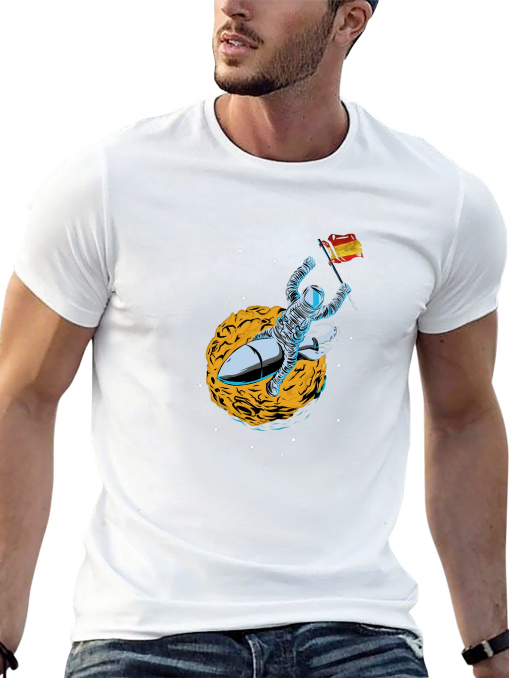 Astronaut in Space Mens Black T-Shirt
