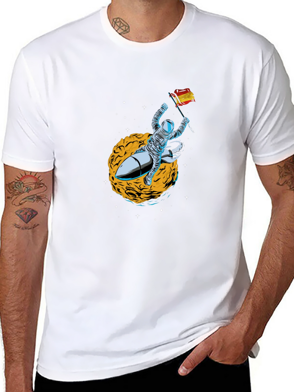Astronaut in Space Mens Black T-Shirt