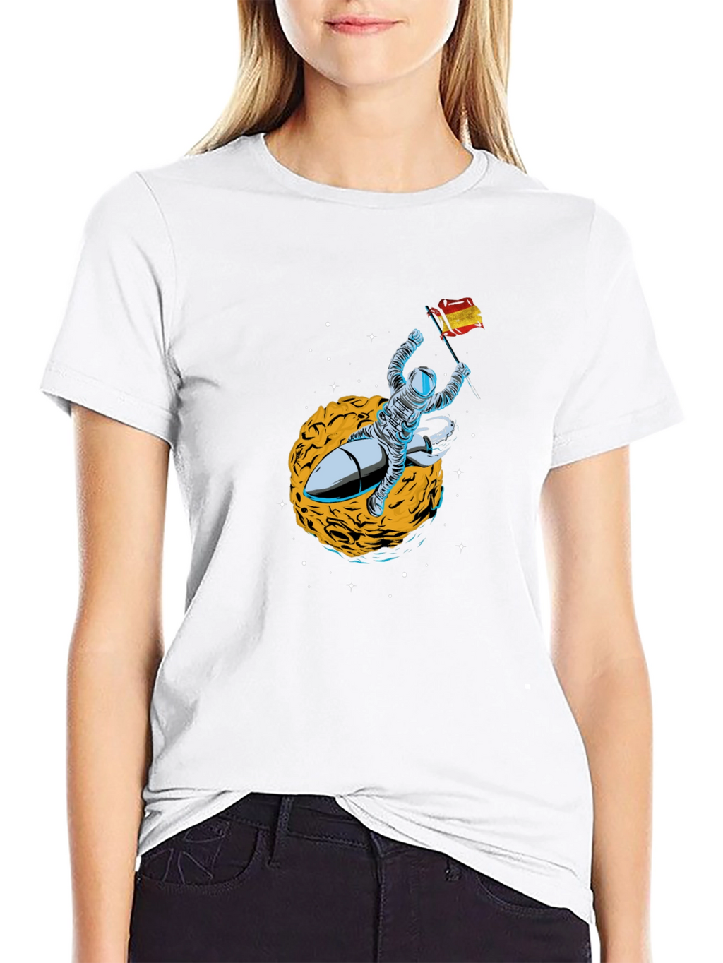 Astronaut in Space Mens Black T-Shirt