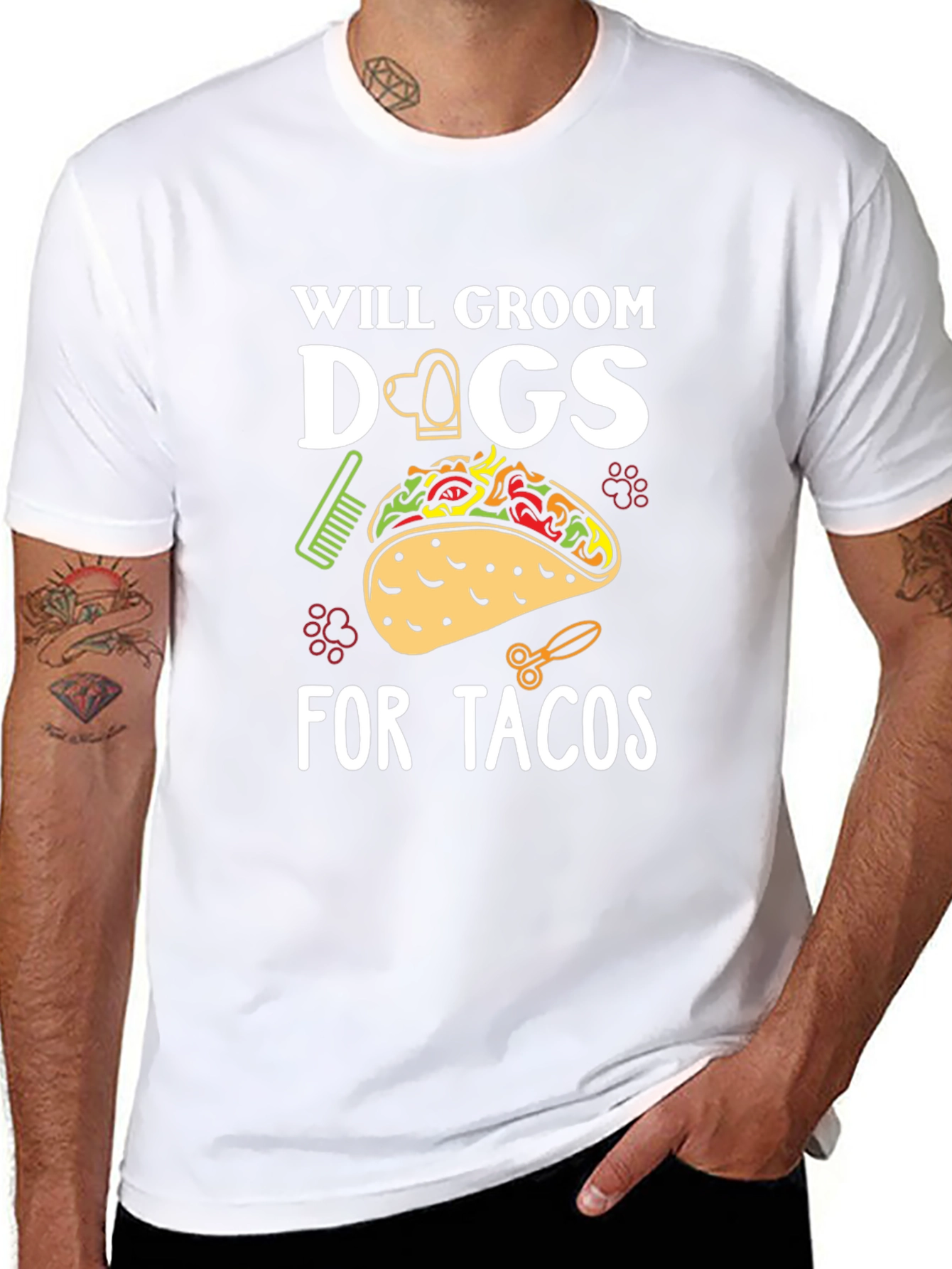 Will Groom Dogs For Tacos Funny Graphic T-Shirt