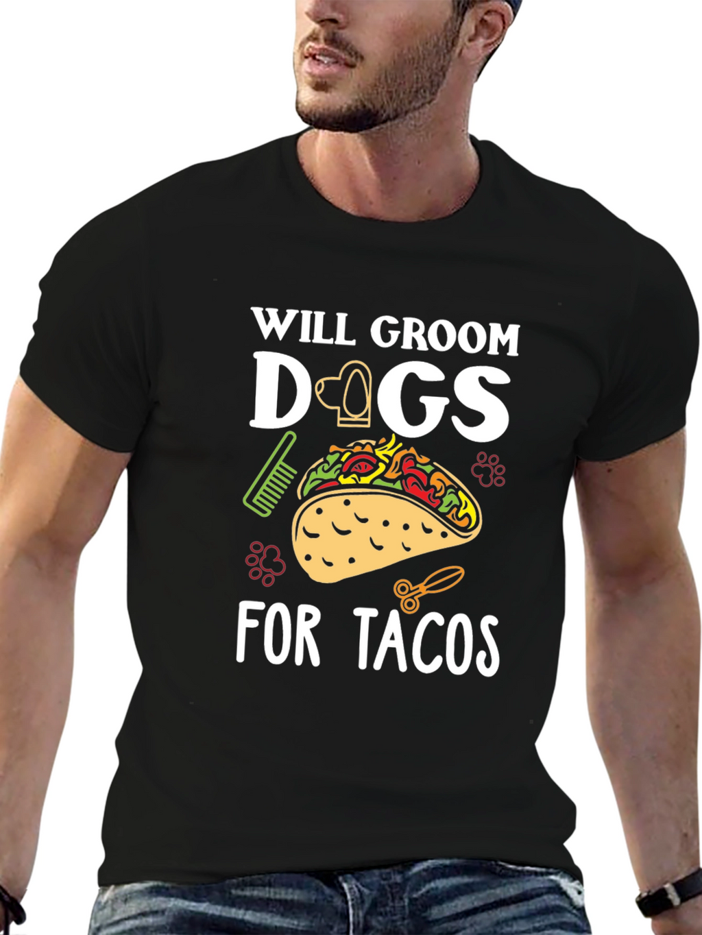 Will Groom Dogs For Tacos Funny Graphic T-Shirt