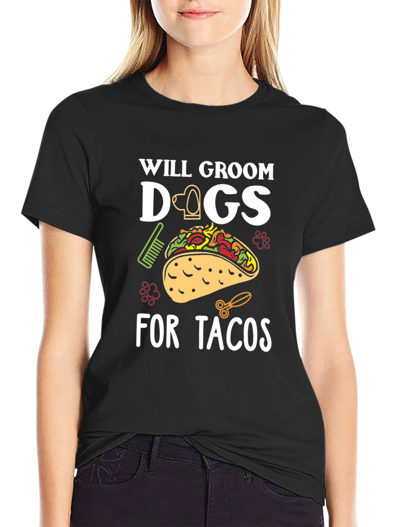 Will Groom Dogs For Tacos Funny Graphic T-Shirt