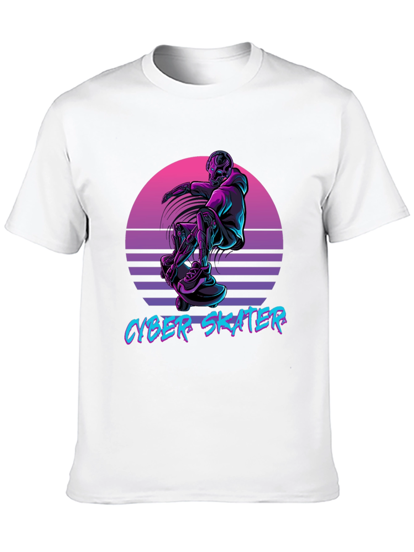 Cyber Skater Black T-Shirt Vaporwave Design