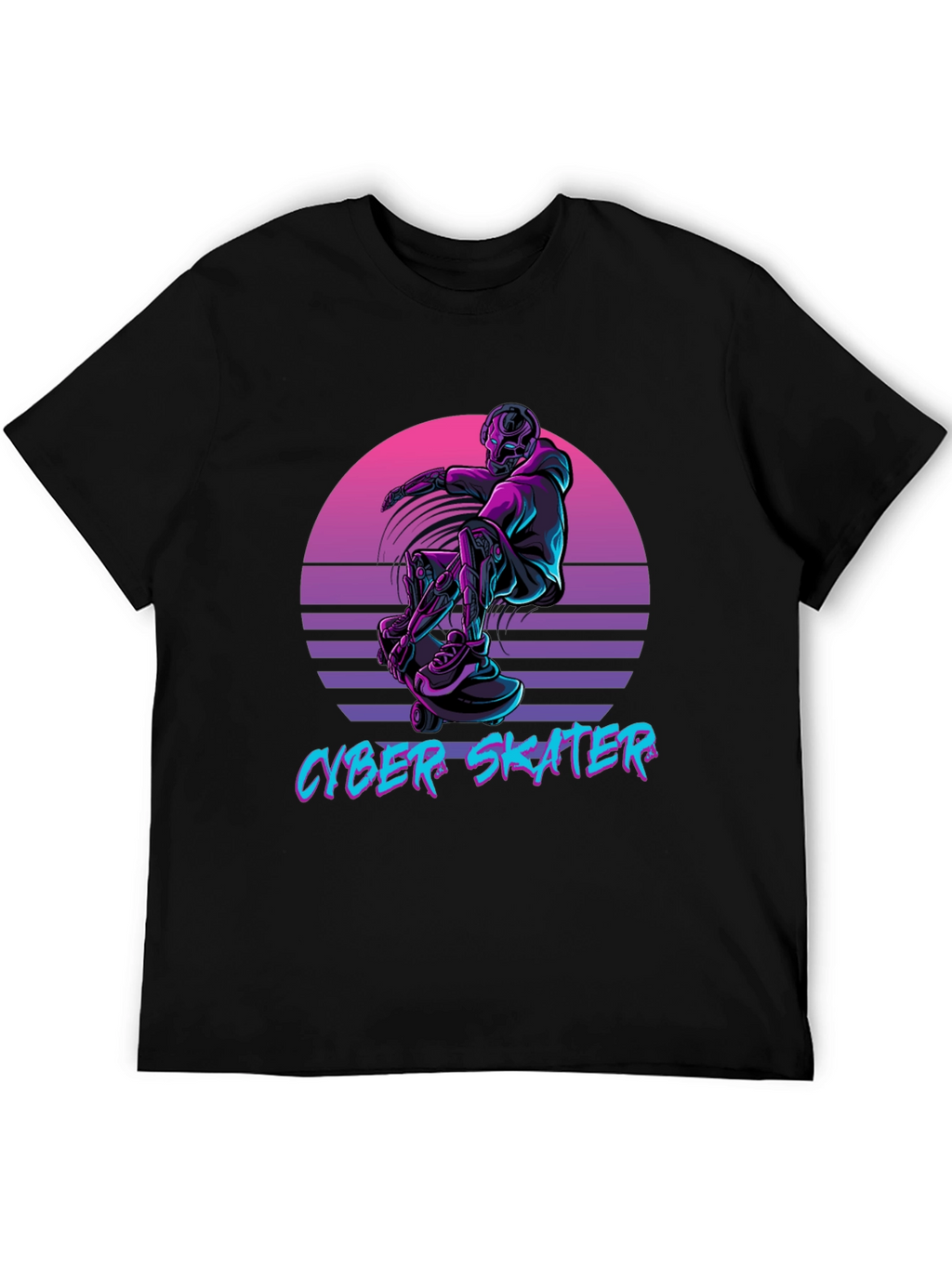 Cyber Skater Black T-Shirt Vaporwave Design