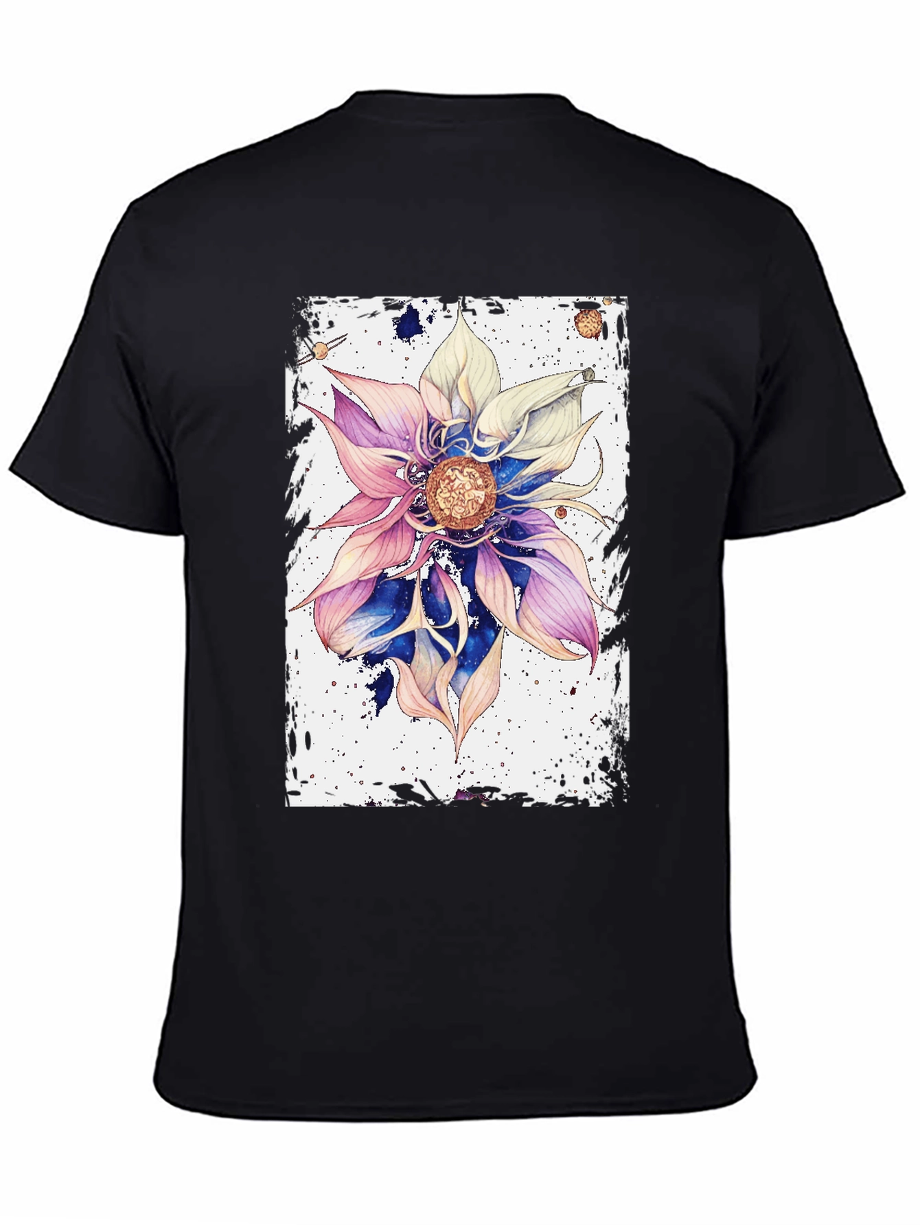 Abstract Floral Graphic Black T-Shirt
