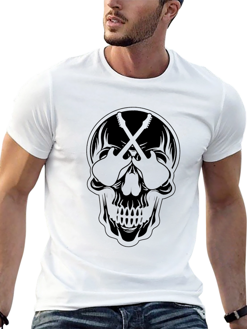 Skull & Guitars Graphic Tee - Rocker Style