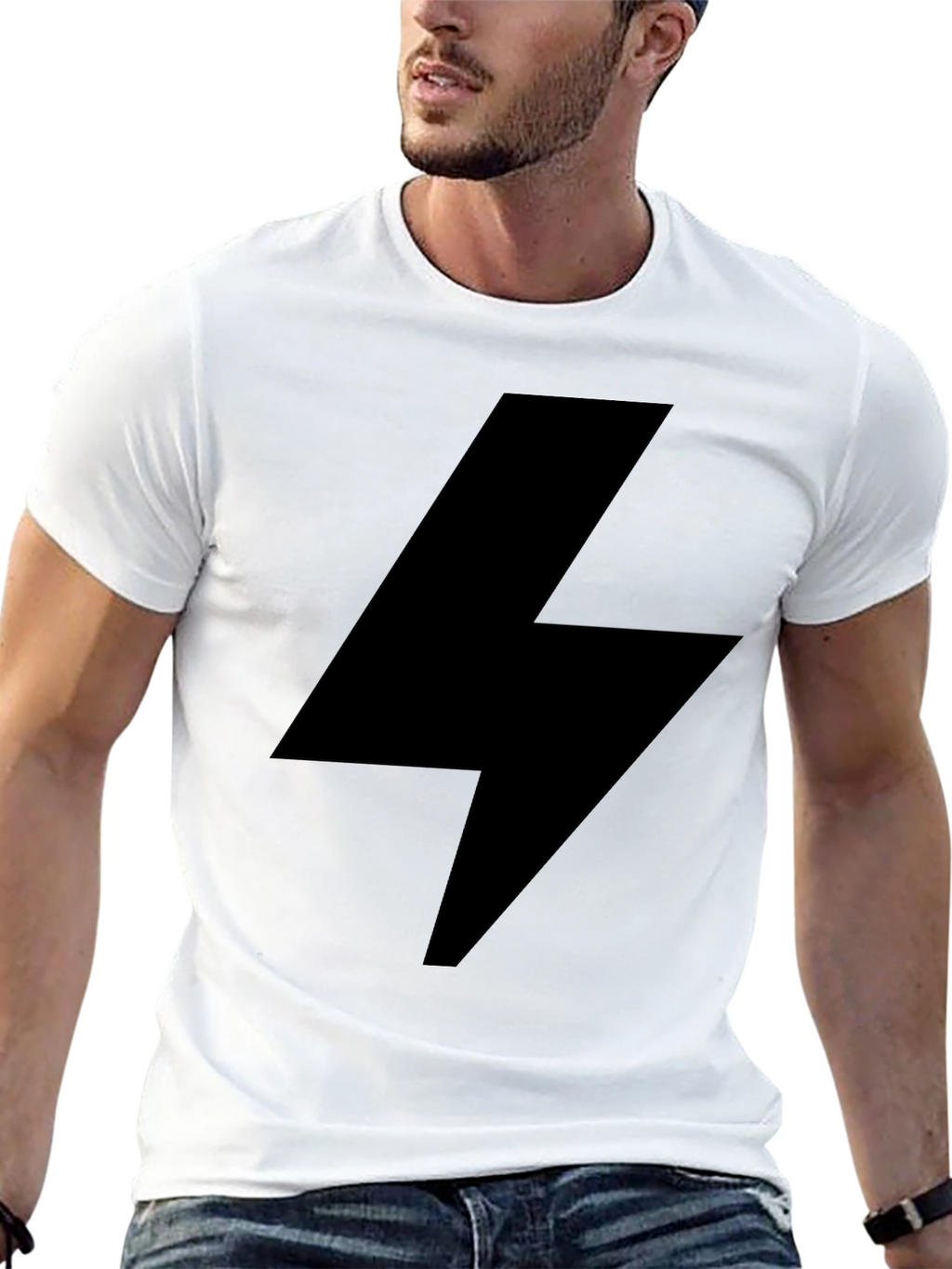 Black Lightning Bolt Graphic Tee - Modern Style