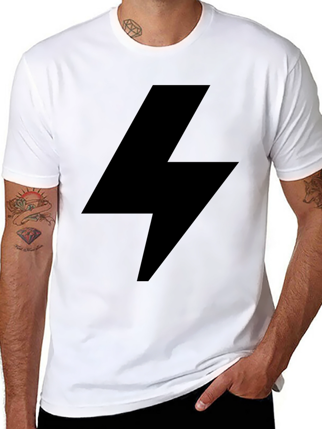 Black Lightning Bolt Graphic Tee - Modern Style