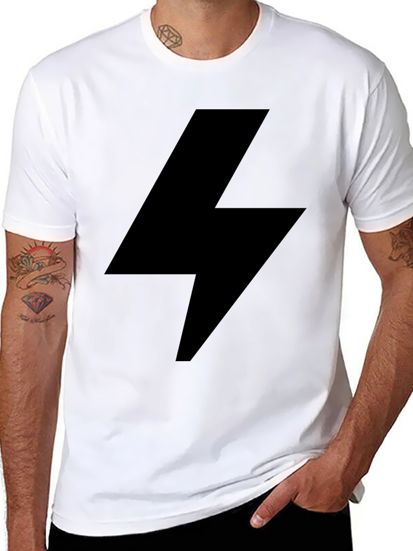 Black Lightning Bolt Graphic Tee - Modern Style