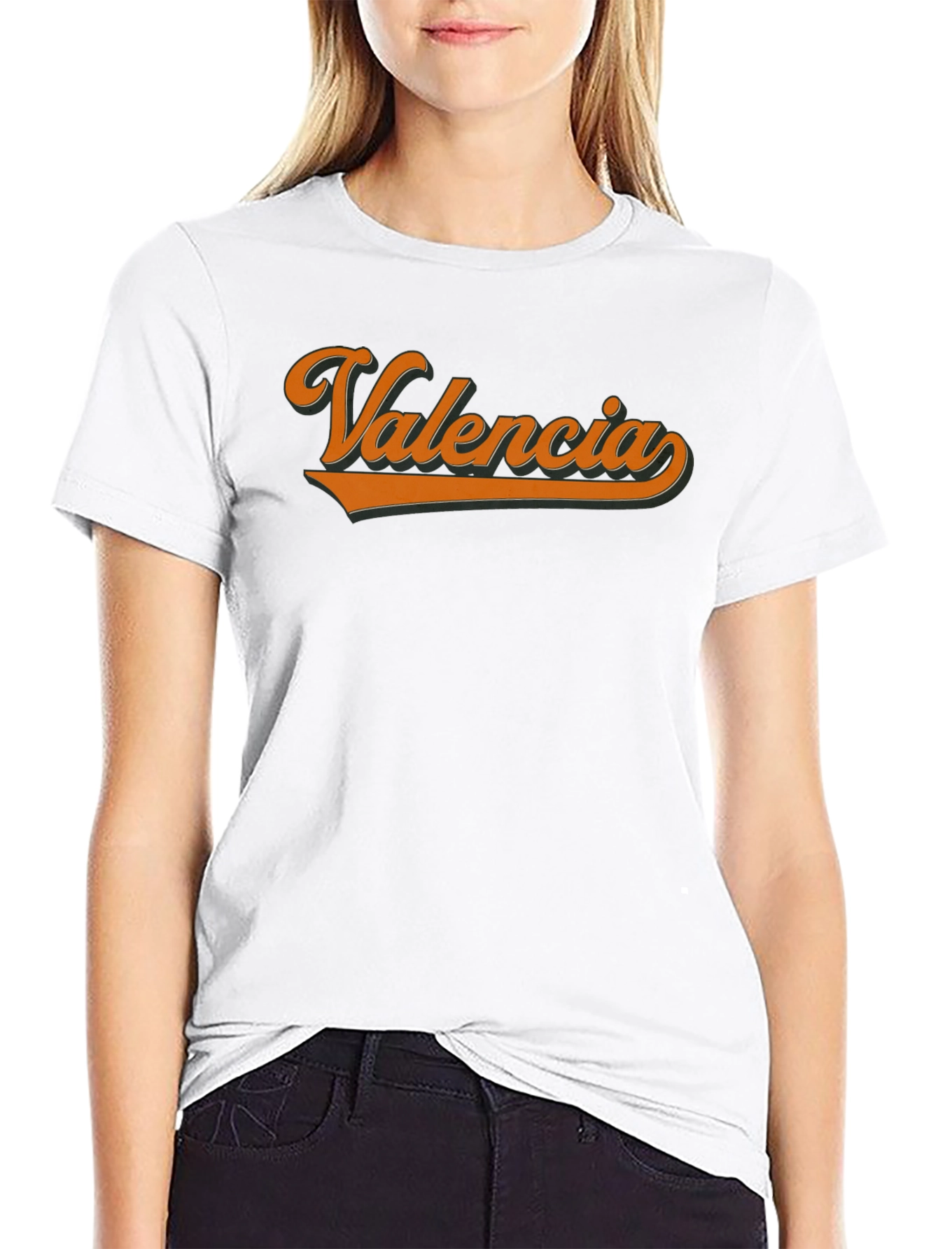 Valencia Retro Script T-Shirt - Black