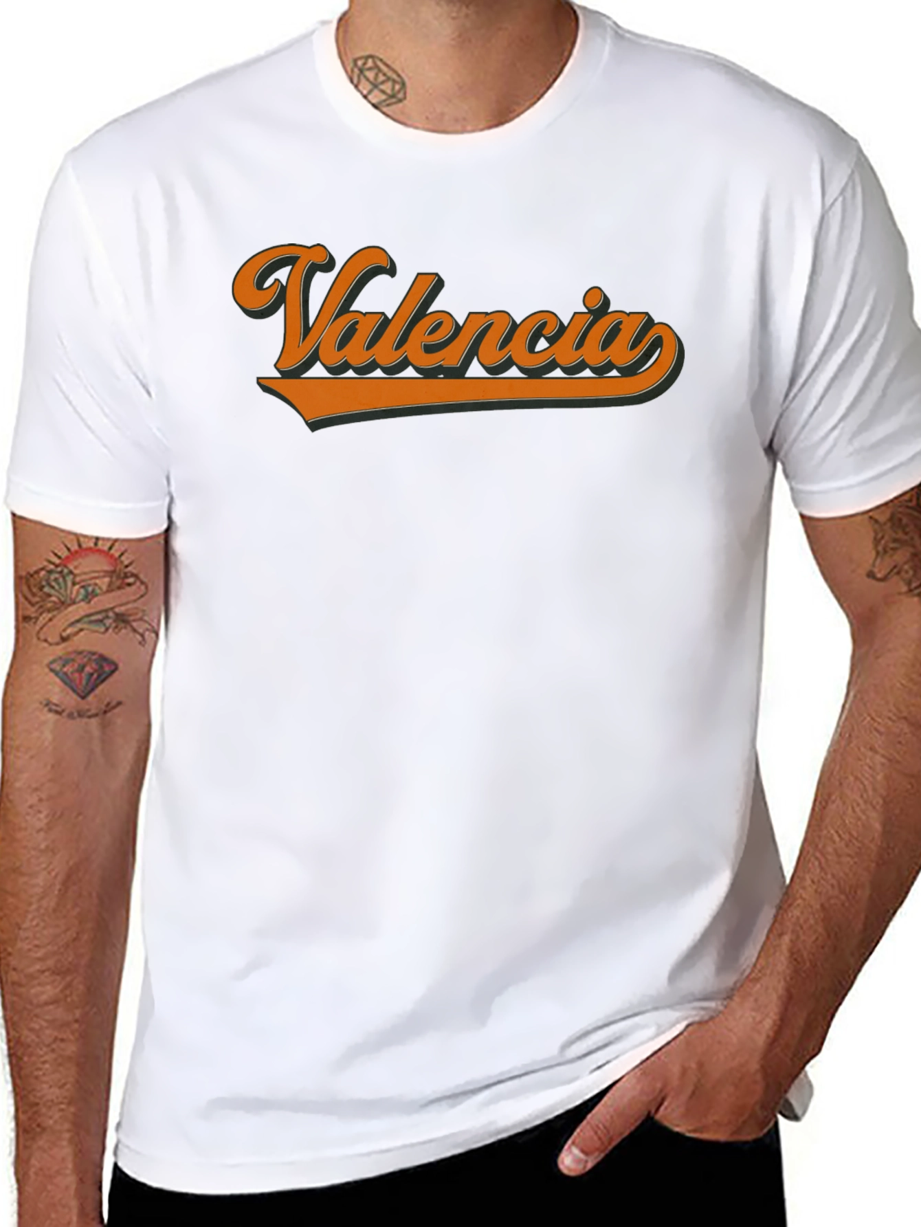 Valencia Retro Script T-Shirt - Black