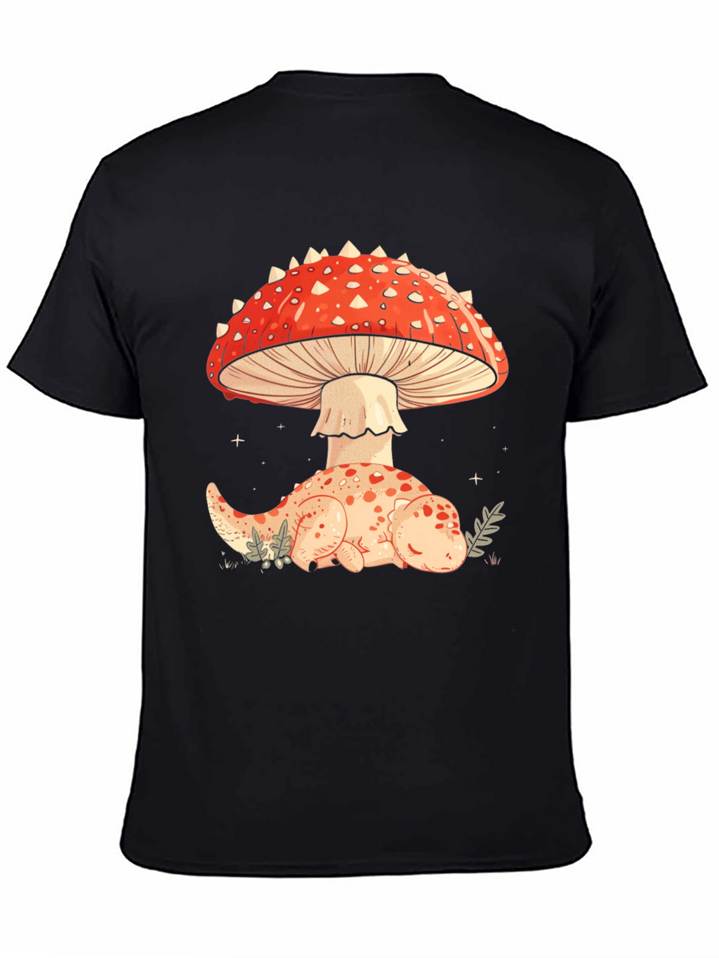 Mushroom Dino Black Graphic Tee