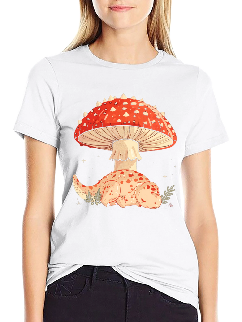Mushroom Dino Black Graphic Tee