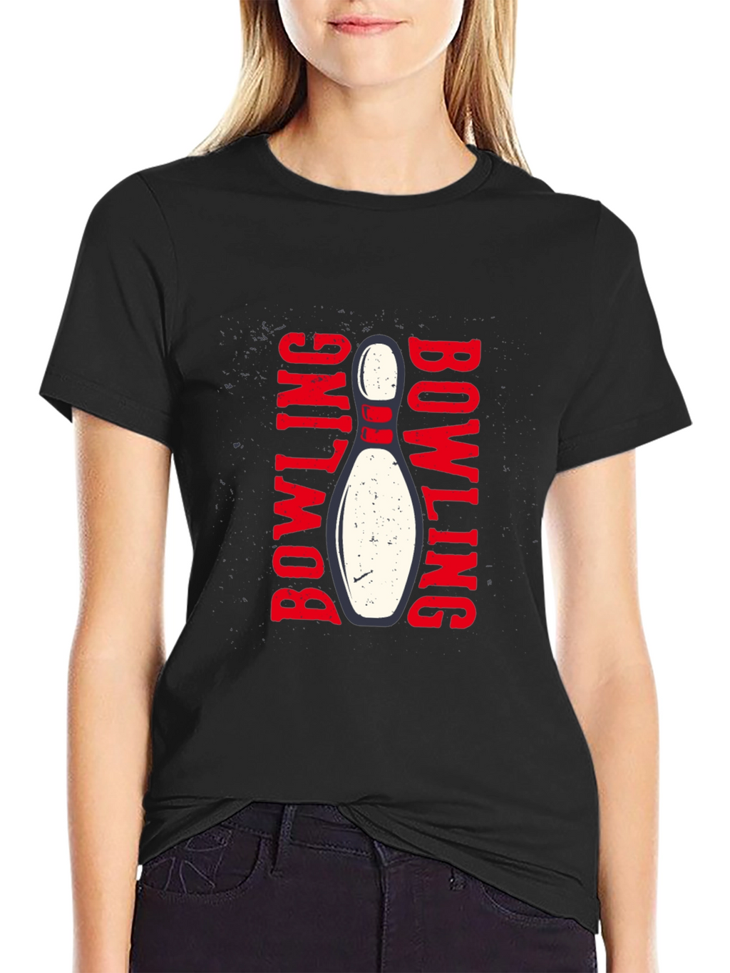 Bowling Strike Graphic T-Shirt - Black Cotton Tee