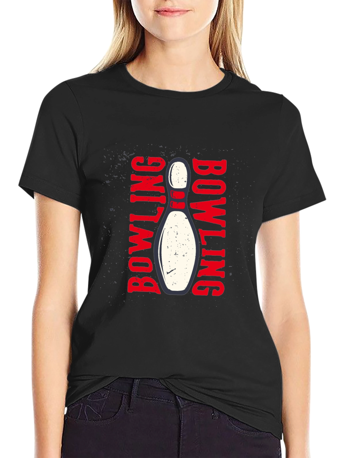 Bowling Strike Graphic T-Shirt - Black Cotton Tee