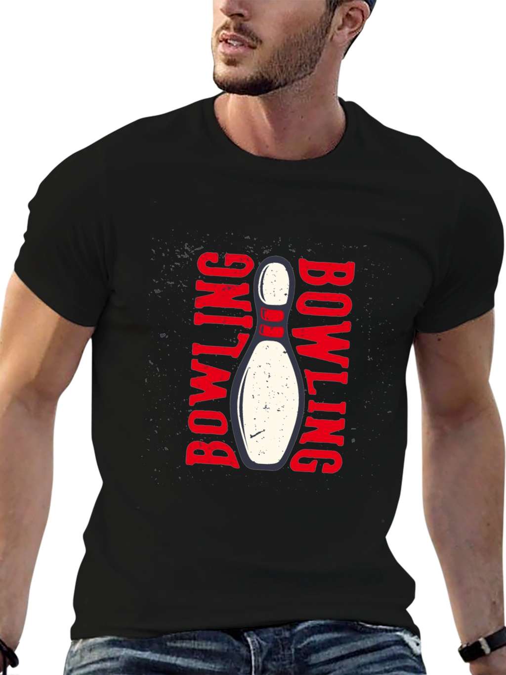 Bowling Strike Graphic T-Shirt - Black Cotton Tee