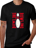 Bowling Strike Graphic T-Shirt - Black Cotton Tee