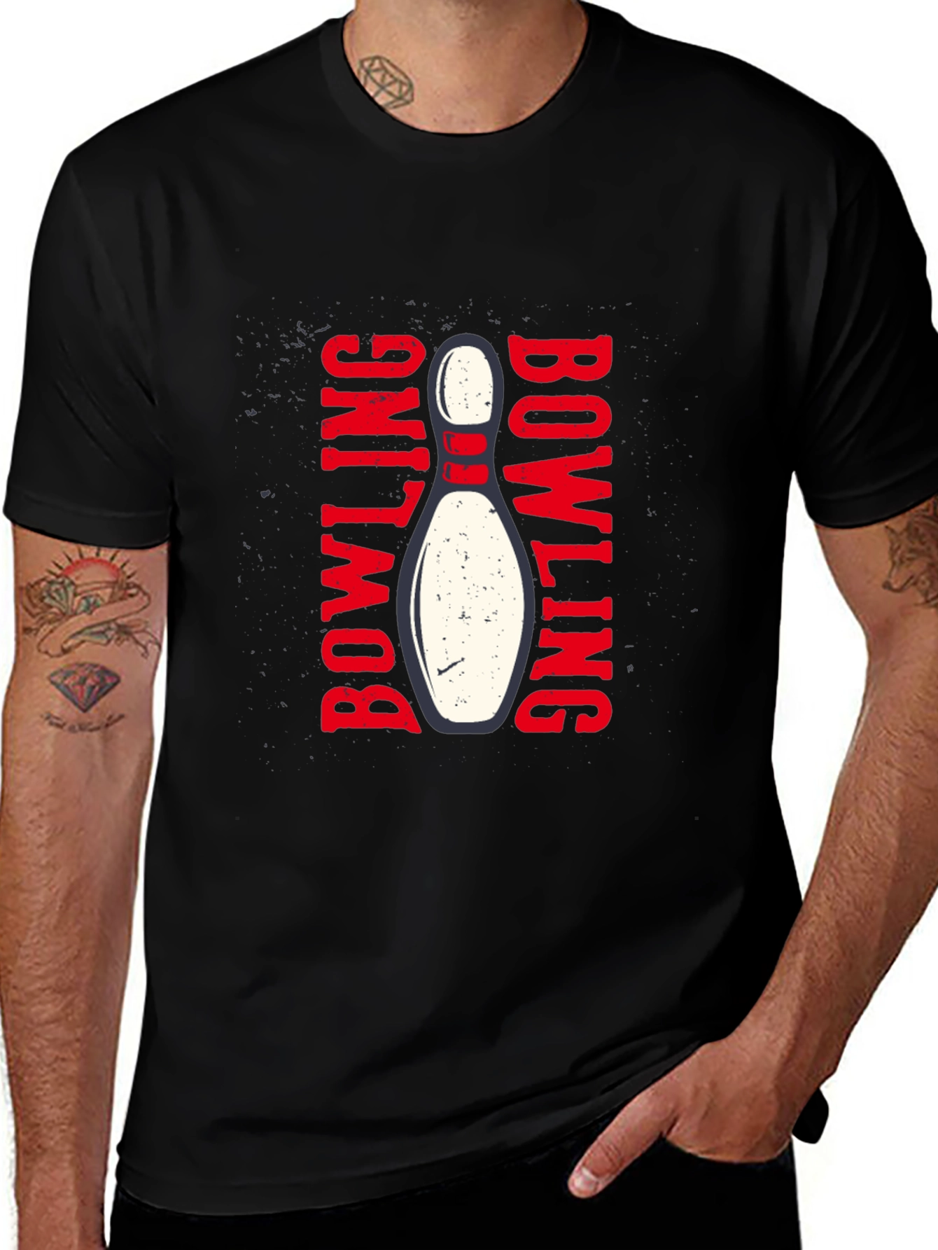 Bowling Strike Graphic T-Shirt - Black Cotton Tee