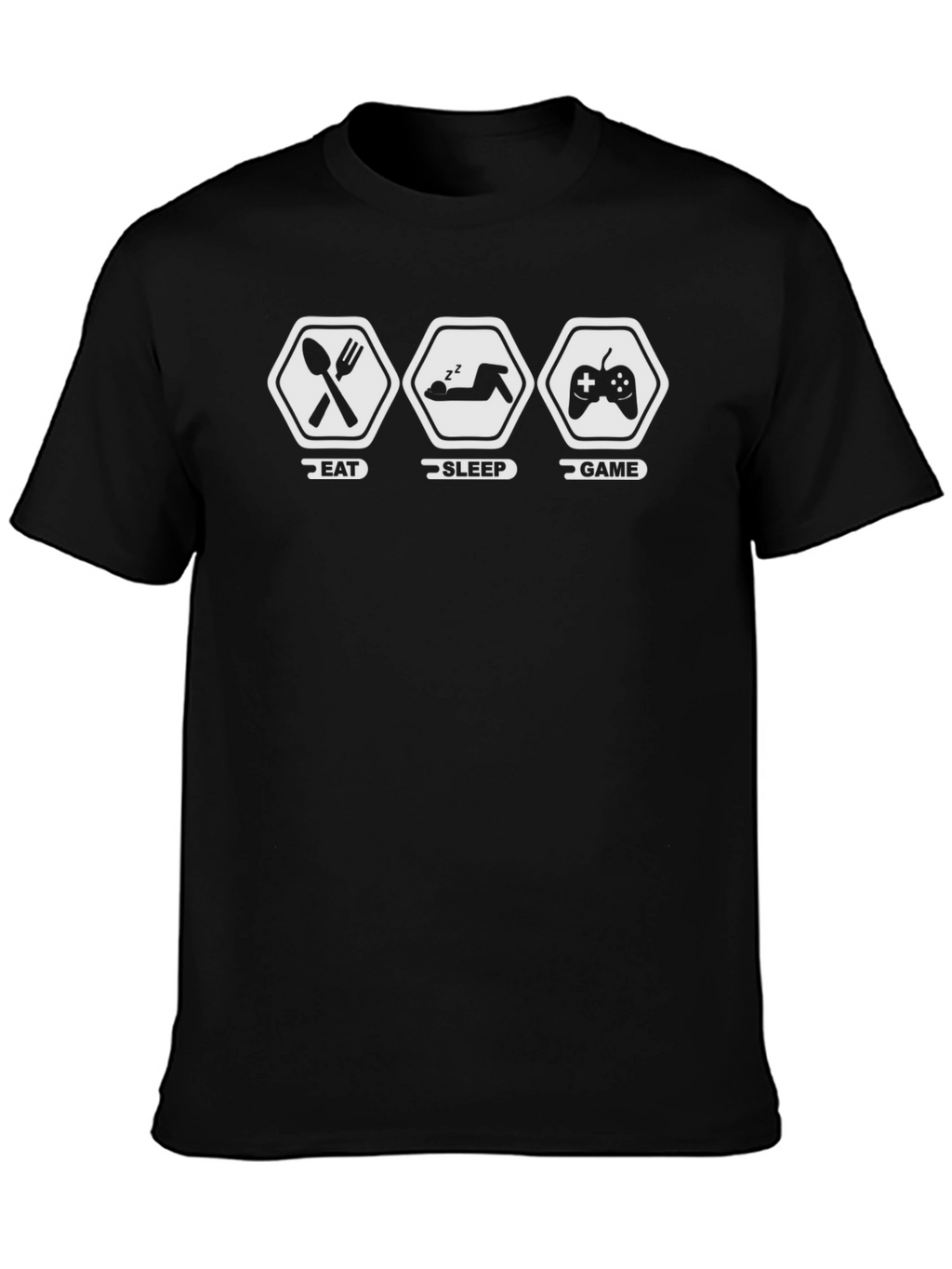 Eat Sleep Game Black Graphic T-Shirt