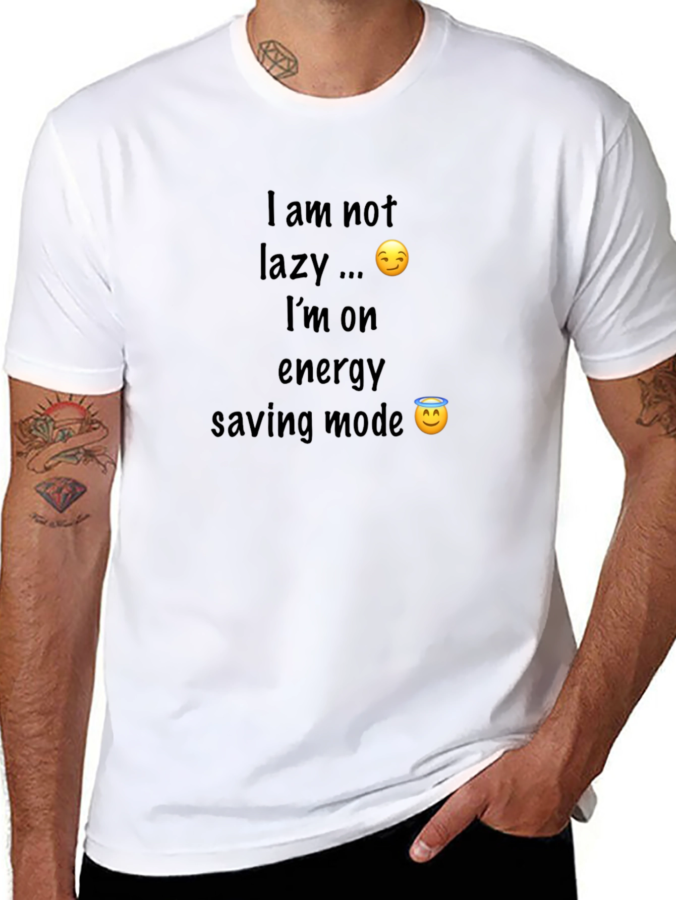 Funny Energy Saving Mode Black T-Shirt