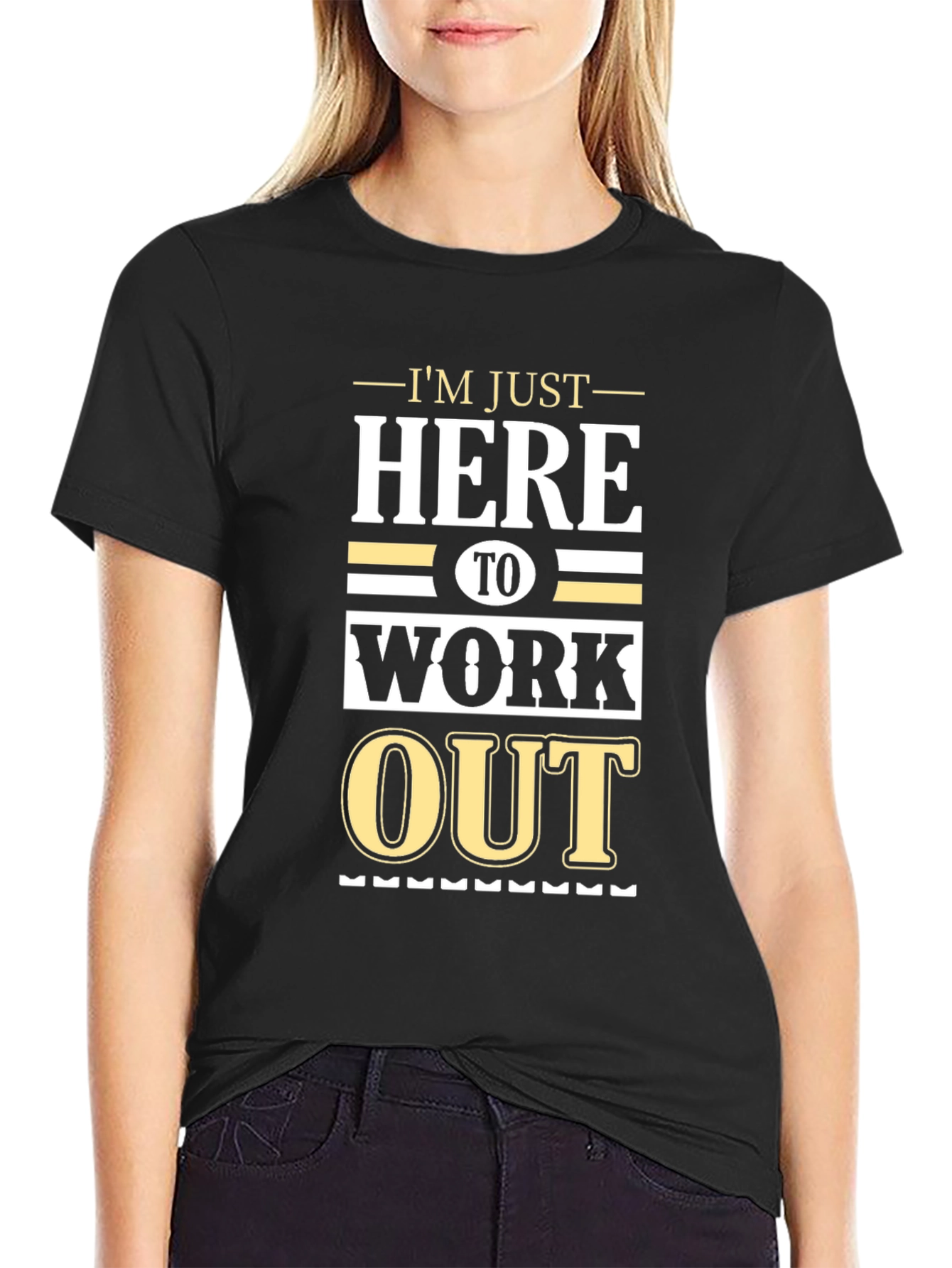 Workout Motivation Graphic Tee - Im Just Here to Work Out