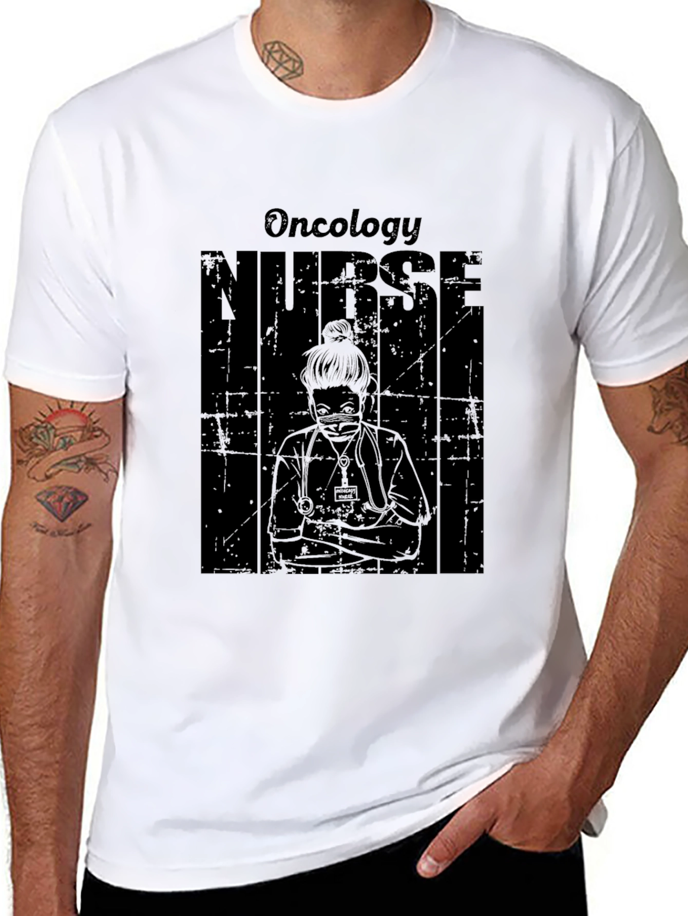 Oncology Nurse Graphic T-Shirt - Black