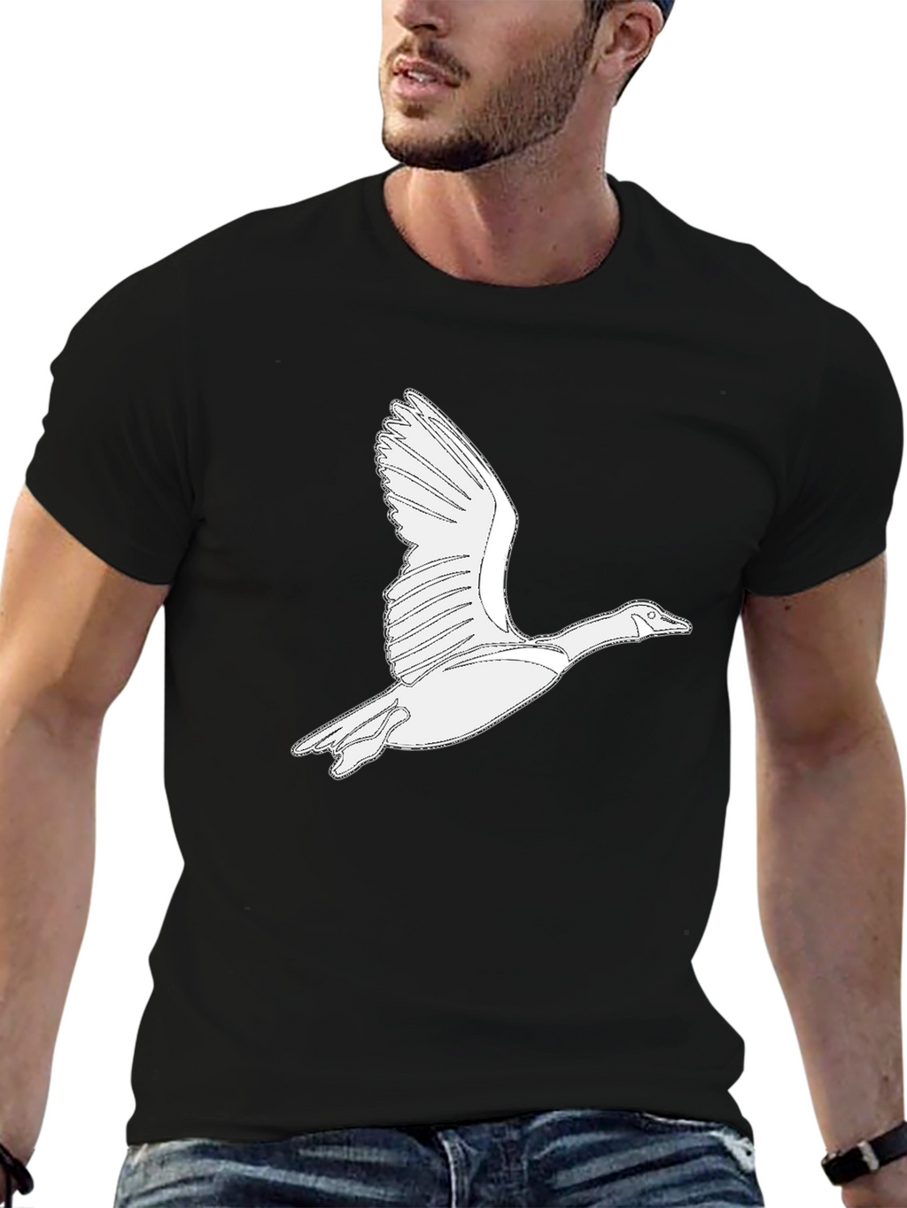 Flying Goose Graphic Black T-Shirt - Cool Bird Tee
