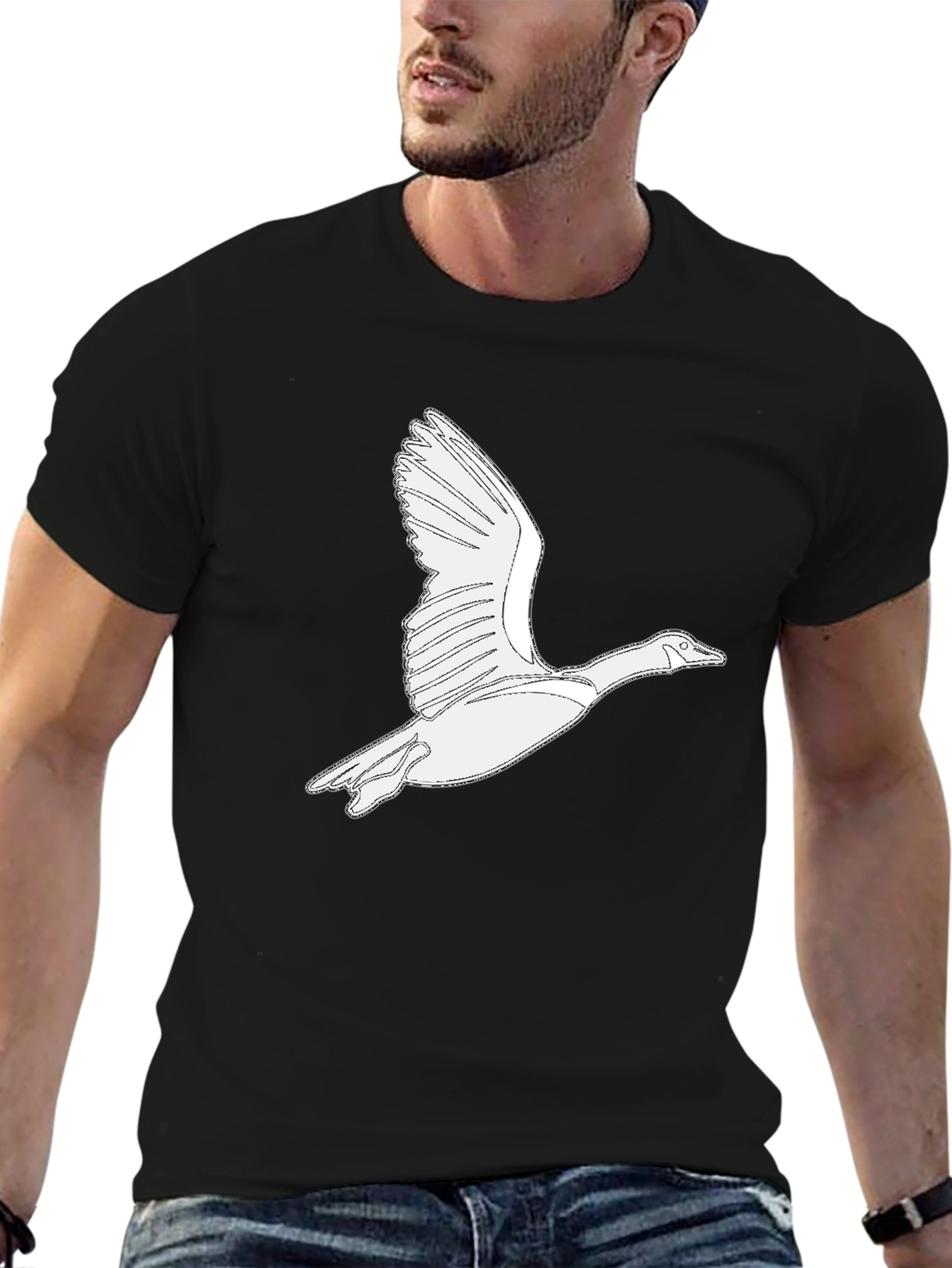 Flying Goose Graphic Black T-Shirt - Cool Bird Tee