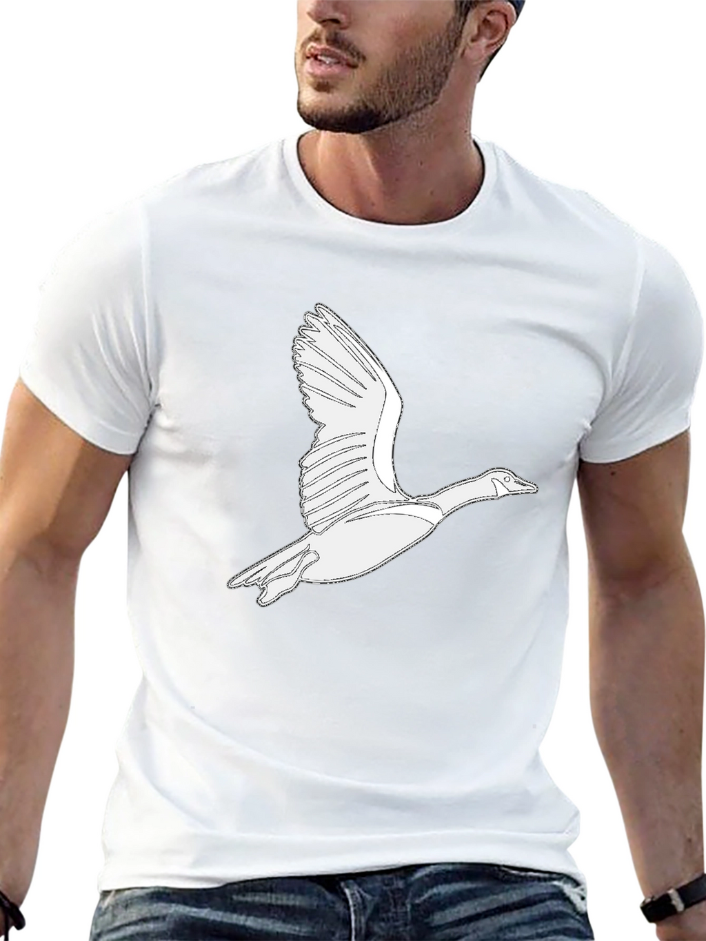 Flying Goose Graphic Black T-Shirt - Cool Bird Tee