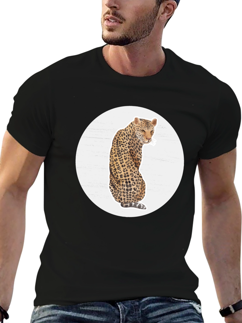 Leopard Print Graphic Tee - Stylish Mens T-Shirt