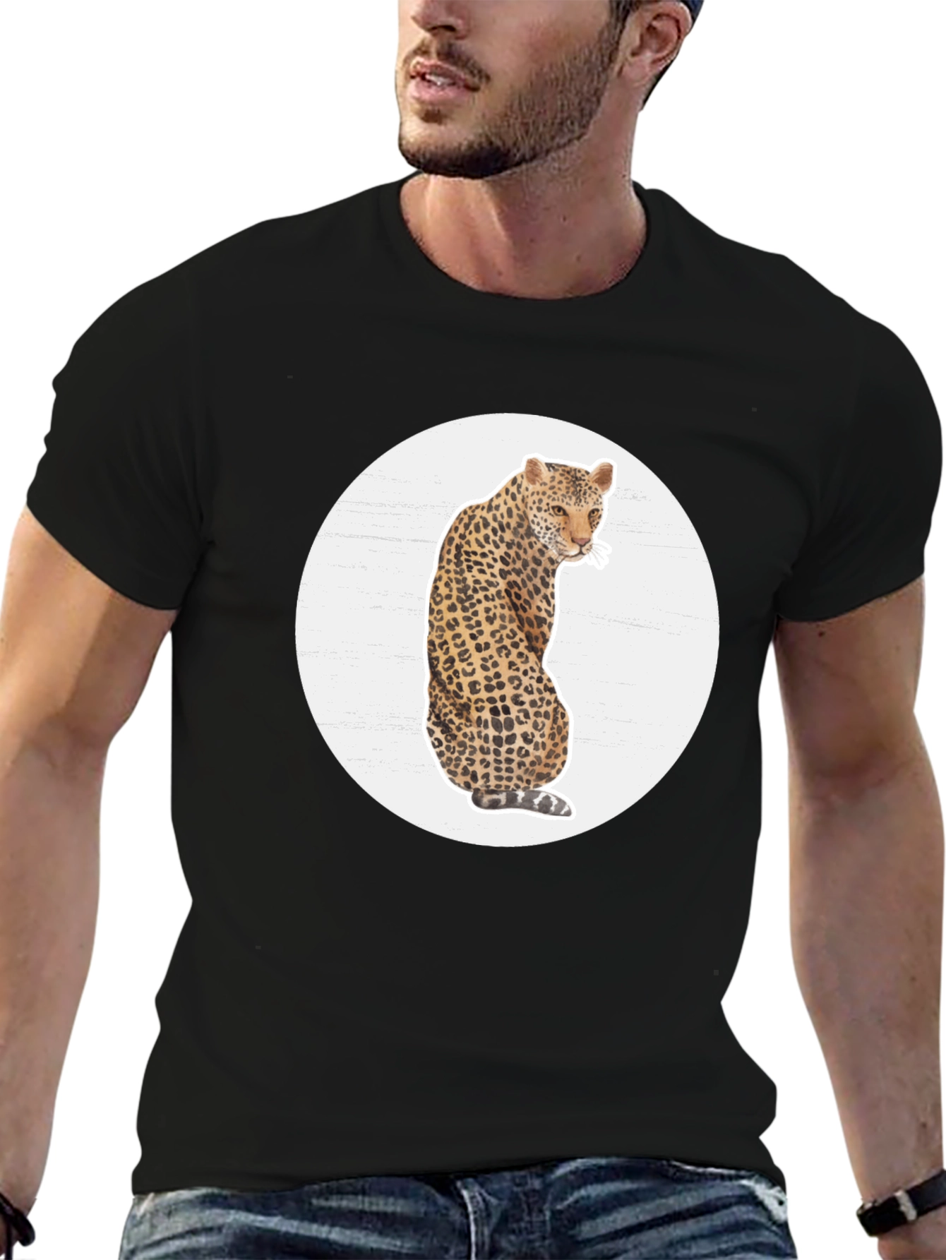 Leopard Print Graphic Tee - Stylish Mens T-Shirt
