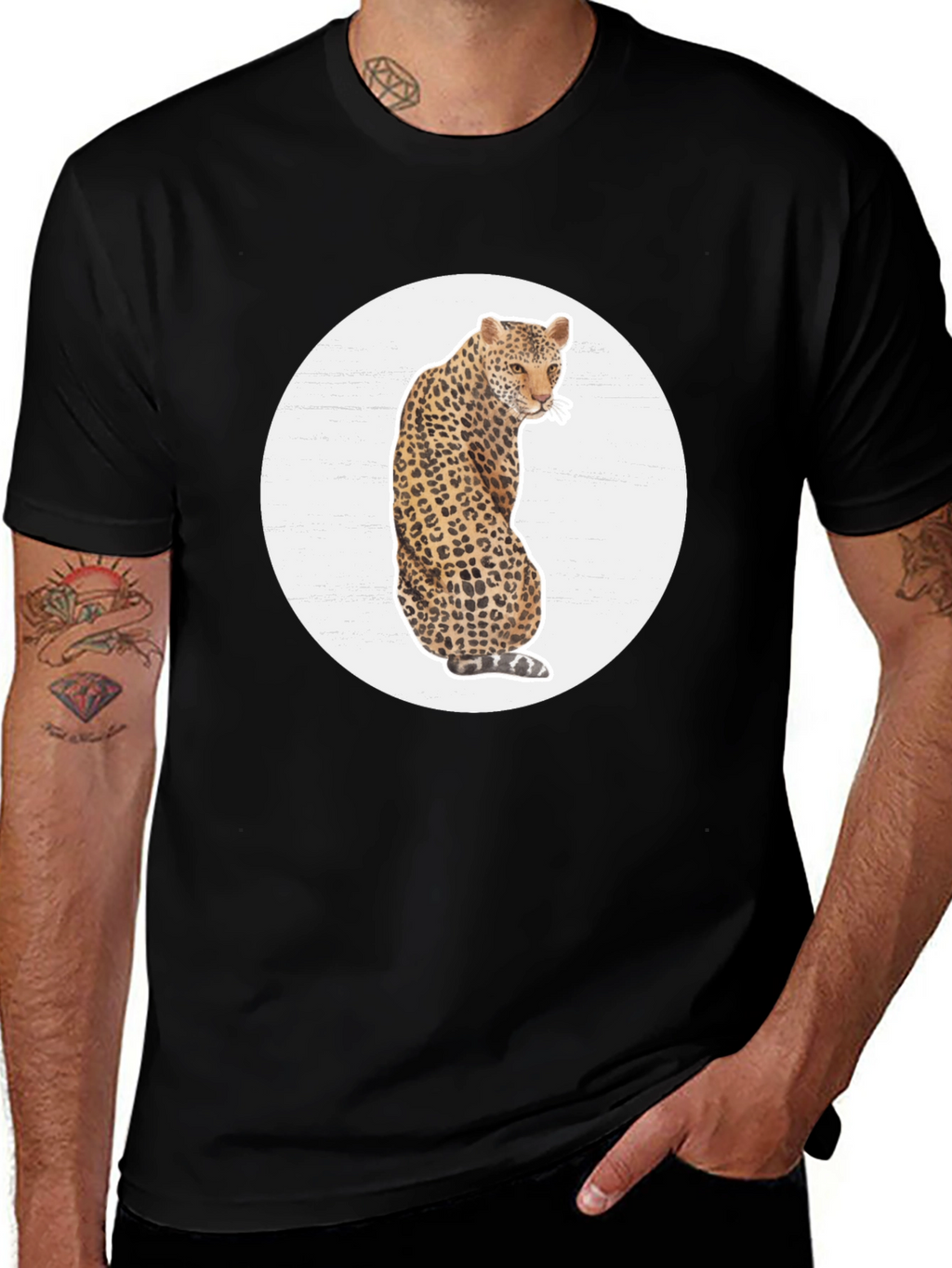 Leopard Print Graphic Tee - Stylish Mens T-Shirt