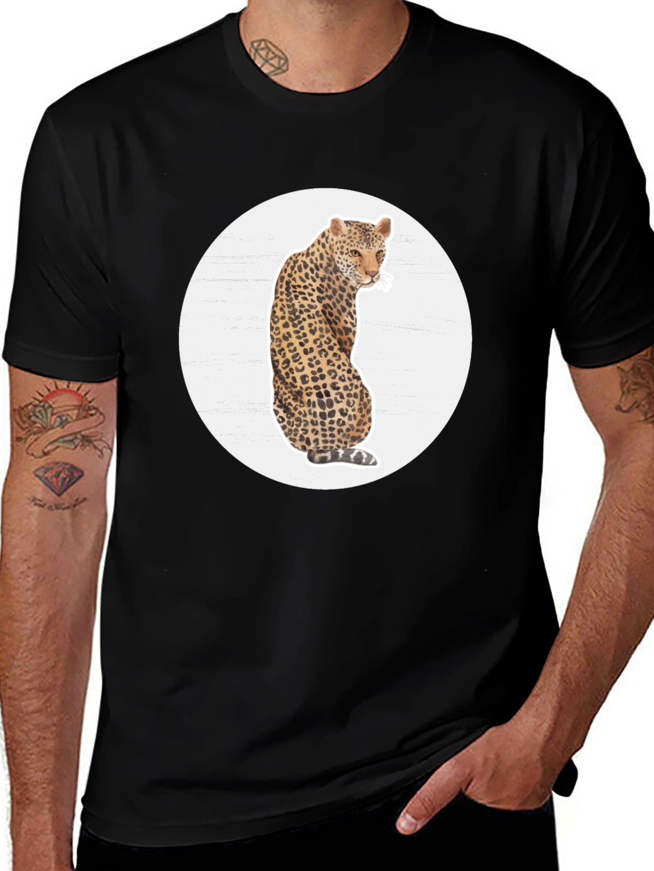 Leopard Print Graphic Tee - Stylish Mens T-Shirt